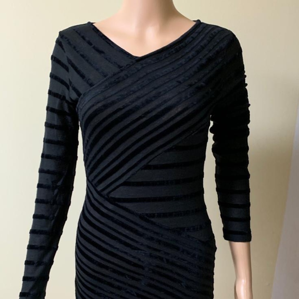 BCBG Maxazria midi dress black elegant ,2XS